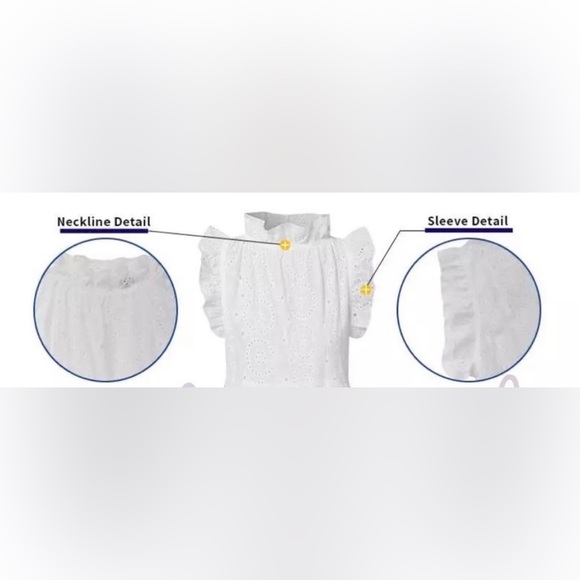 ➕Flutter Sleeve Eyelet Lace Dress. Color: White. Size: Plus - Picture 3 of 11